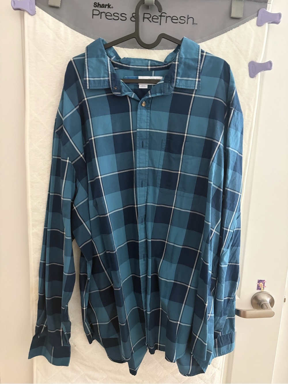Old Navy Teal & Navy Plaid Button-Down Shirt